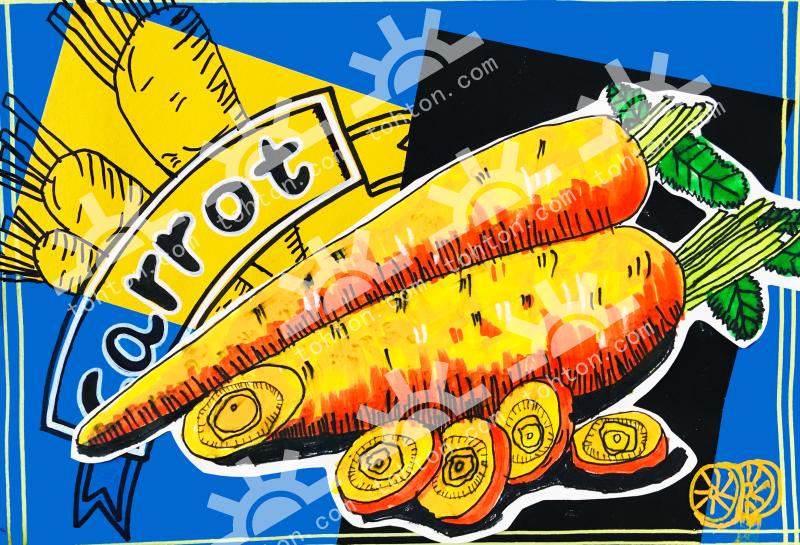 线描装饰画-胡萝卜