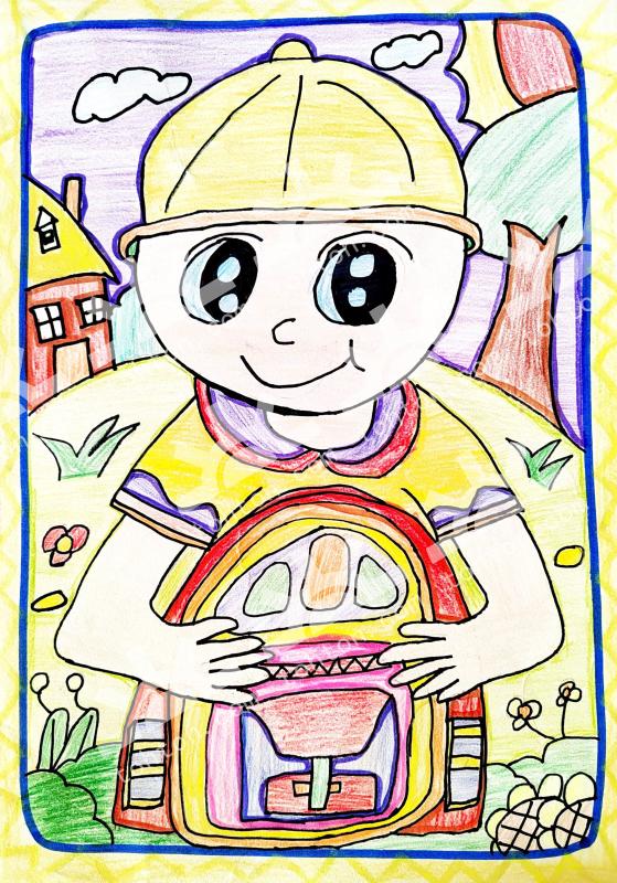 去春游的小男孩